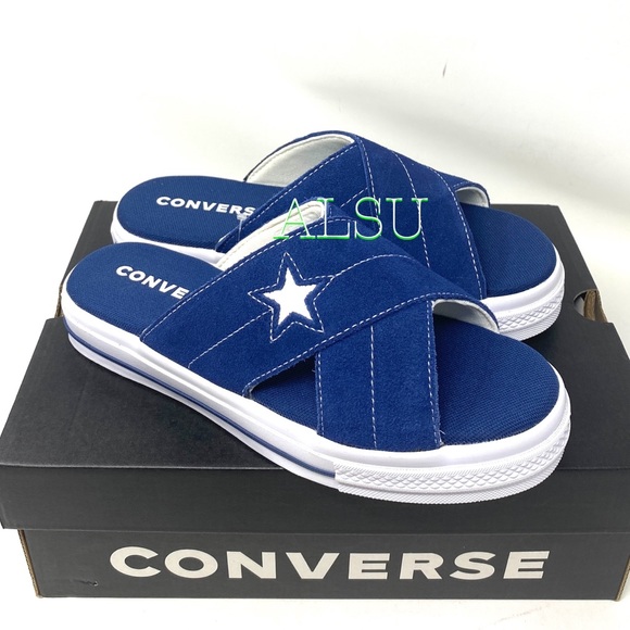 Converse One Star Sandal Slides Sip Navy Suede Women’s Sizes 564147C - Picture 4 of 12